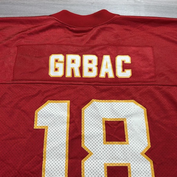 VINTAGE Kansas City Chiefs Elvis Grbac 18 Jersey Mens 2XL Red NFL Football Puma - Picture 14 of 15